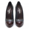 CHANEL GREY BROWN PATENT LEATHER HEELS  38